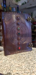 Leather bound journal with embedded crystals
