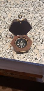 Compass in wood case