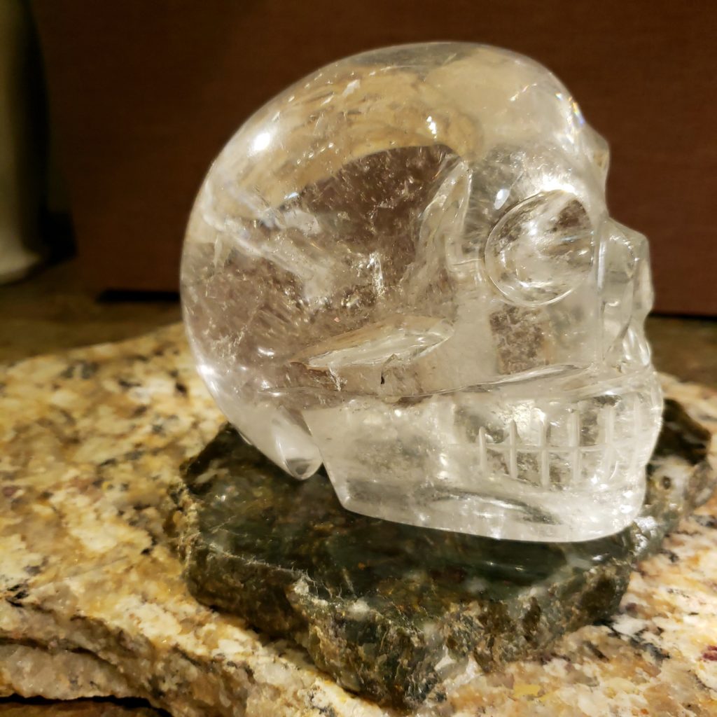 Skull carved from crystal quartz