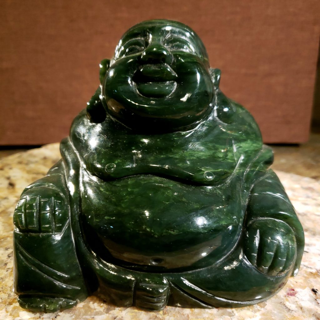Laughing Buddha carved from jade