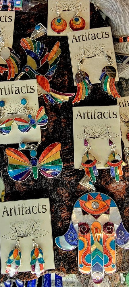 Colorful rainbow jewelry - pendants and earrings.