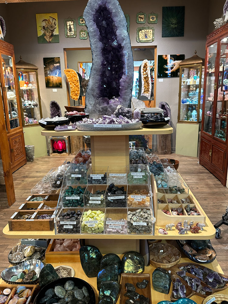 Wide angle view of crystals section