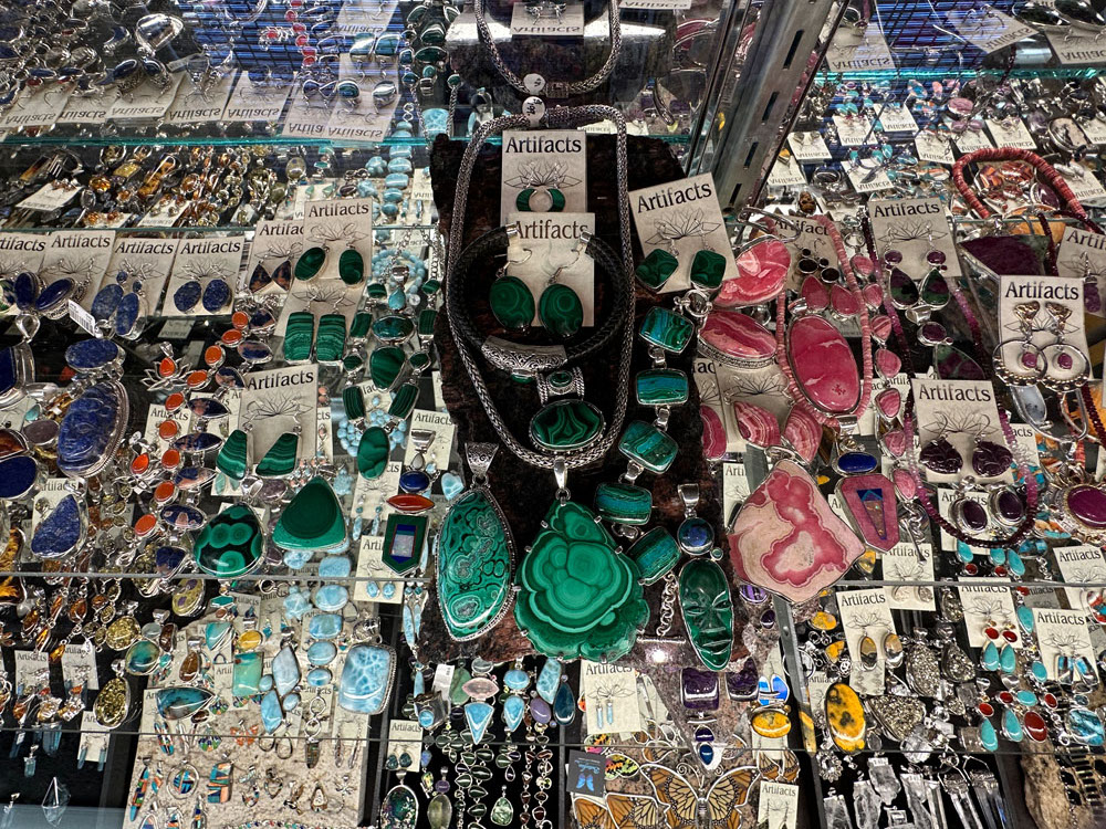 Various pieces of jewelry in many gemstones and colors